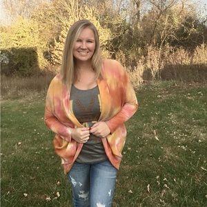 Tie-dyed, Dolman long sleeve cardigan